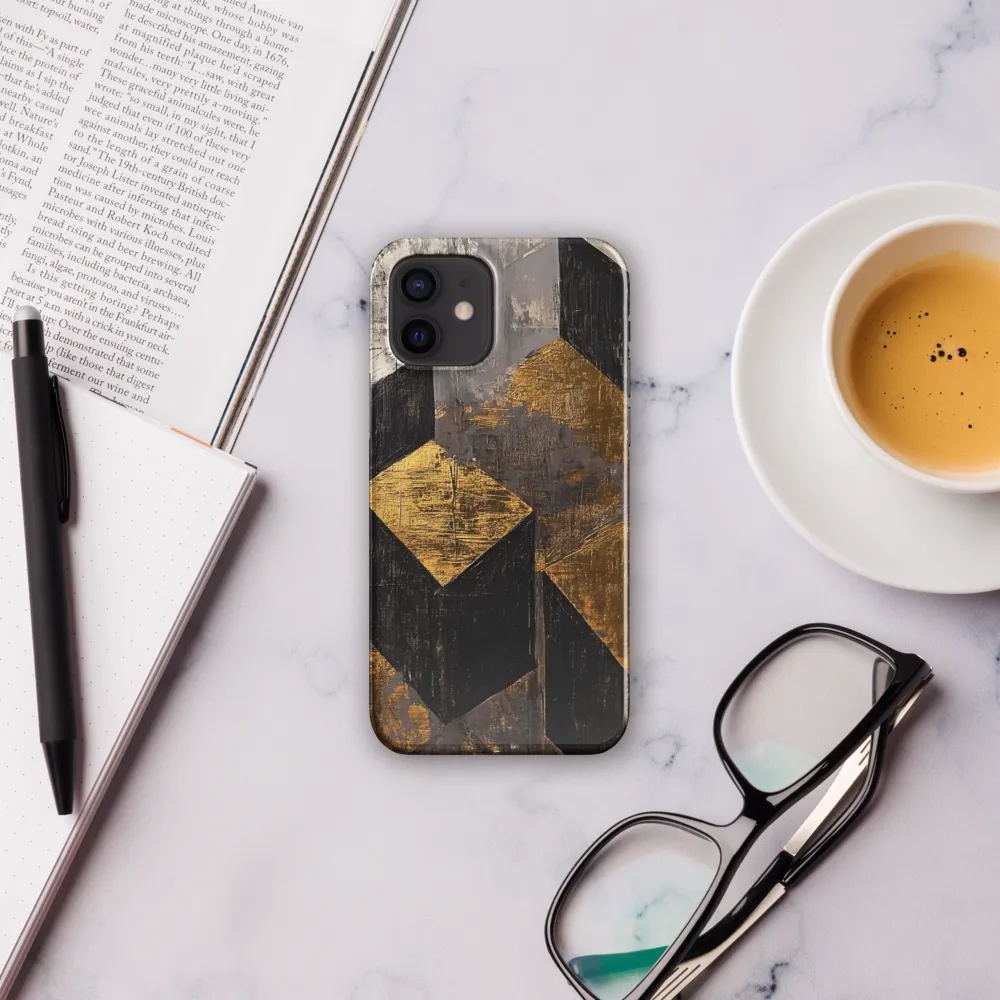Geometric Harmony in Gold and Black | Phone Case |  12 | Snap Case | Glossy