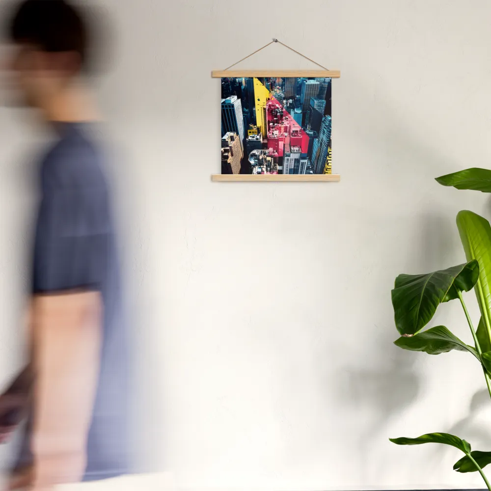 Dynamic Urban Symphony | Poster With Oak Wood Hanger | 14″×14″
