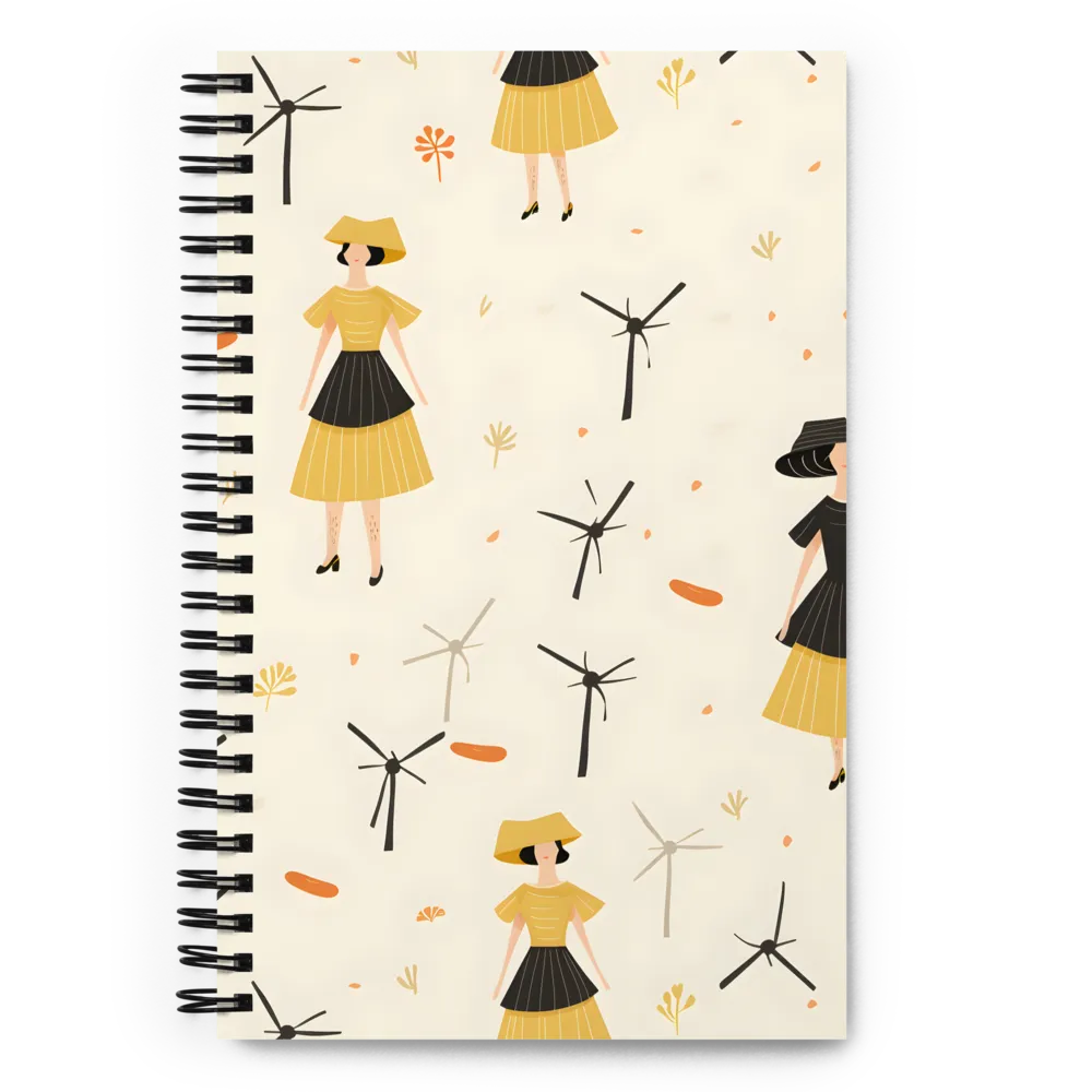 Whimsical Patterns of Nature and Femininity | Spiral Notebook