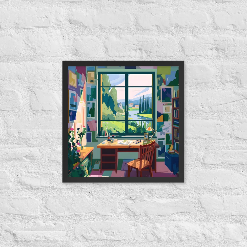 Sunlit Studio Window 
 Poster with Black Frame | 16″x 16″