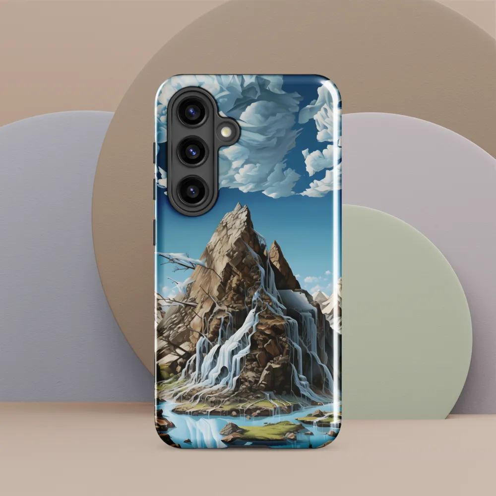 Majestic Cascade: A Mountain Masterpiece | Phone Case |  S24 | Tough Case | Glossy