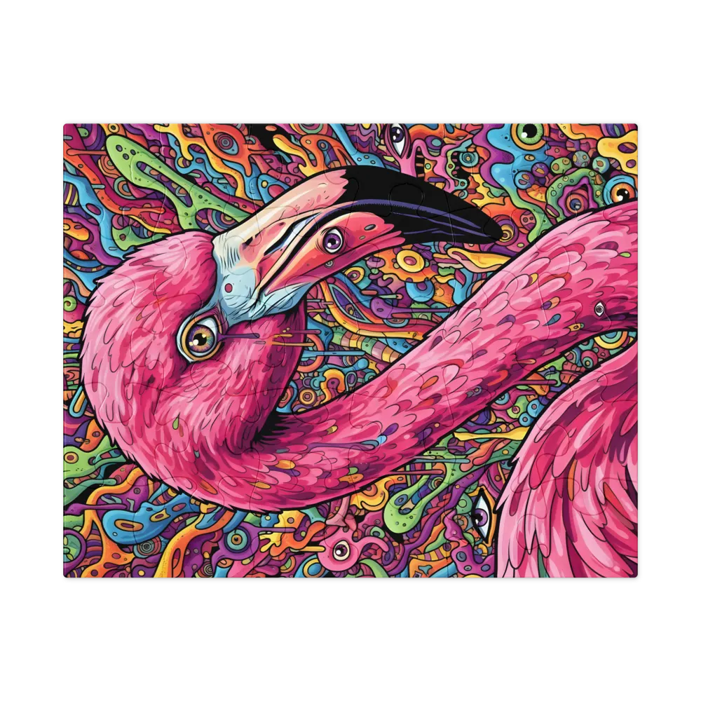 Psychedelic Flamingo 
 Jigsaw Puzzle in Tin Box