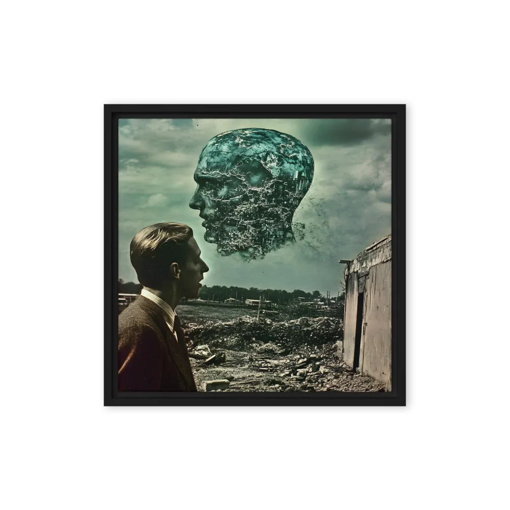 Ethereal Reflections: Identity in a Fragmented World | Canvas with Black Frame | 16″×16″
