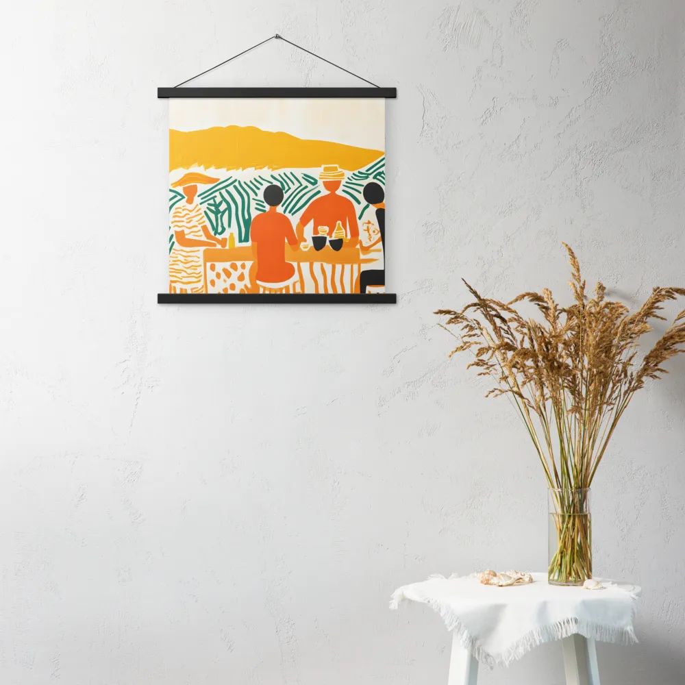 Summer Vibes: Café Conversations | Poster With Black Wood Hanger | 18″×18″