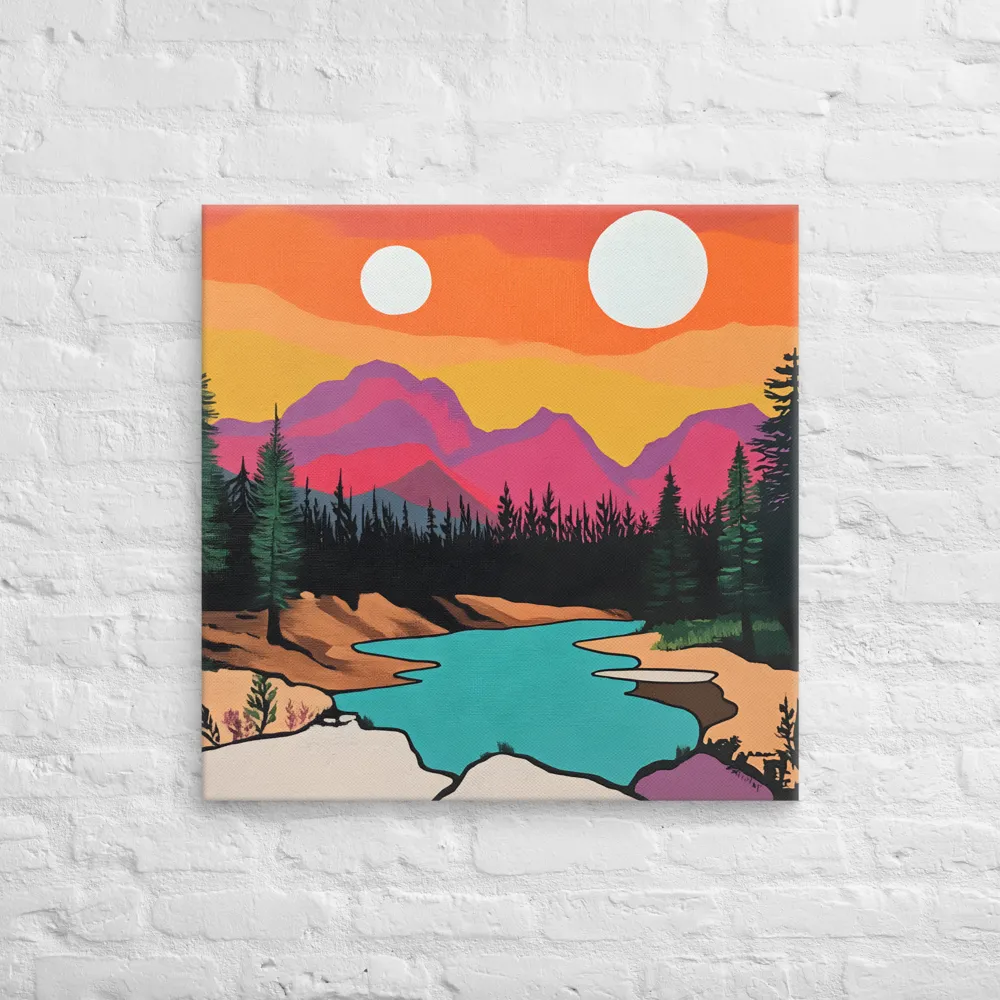 Dual Suns Over Serene Waters | Canvas | 28″×28″