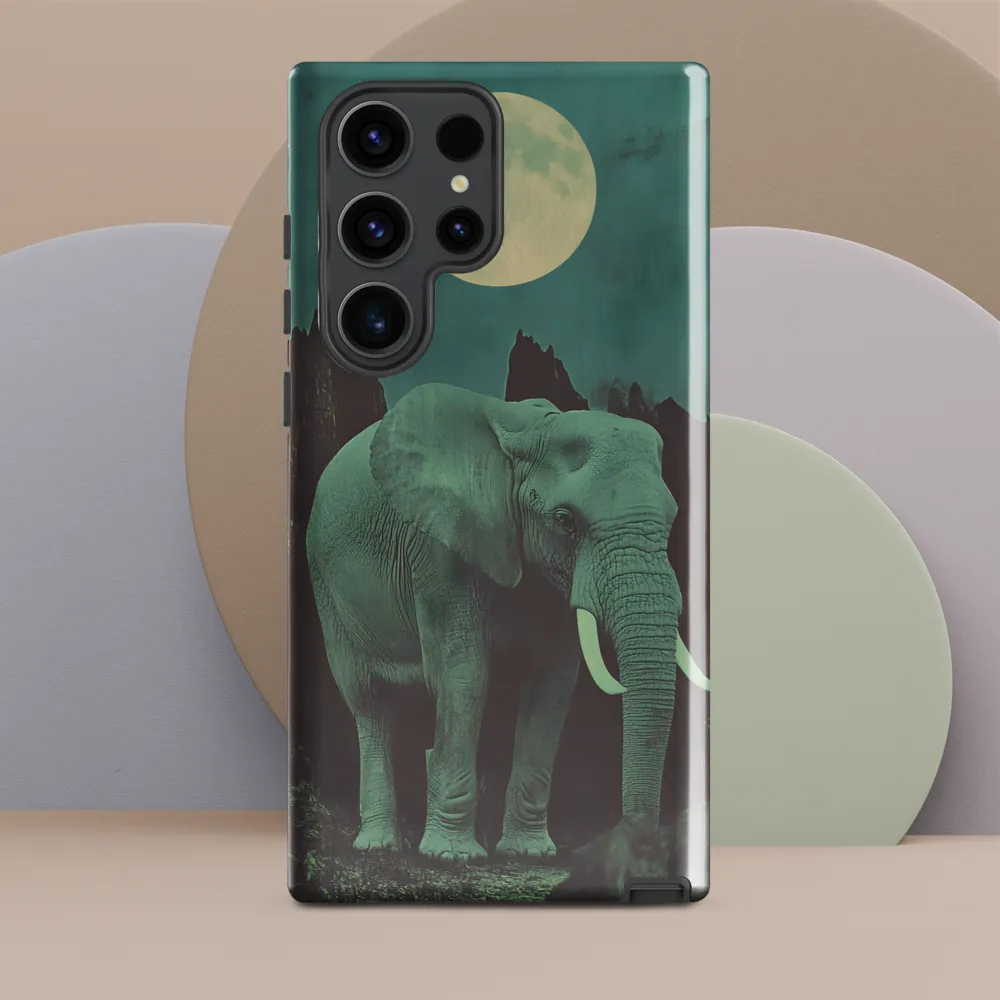 Ethereal Presence: Elephant Under a Full Moon