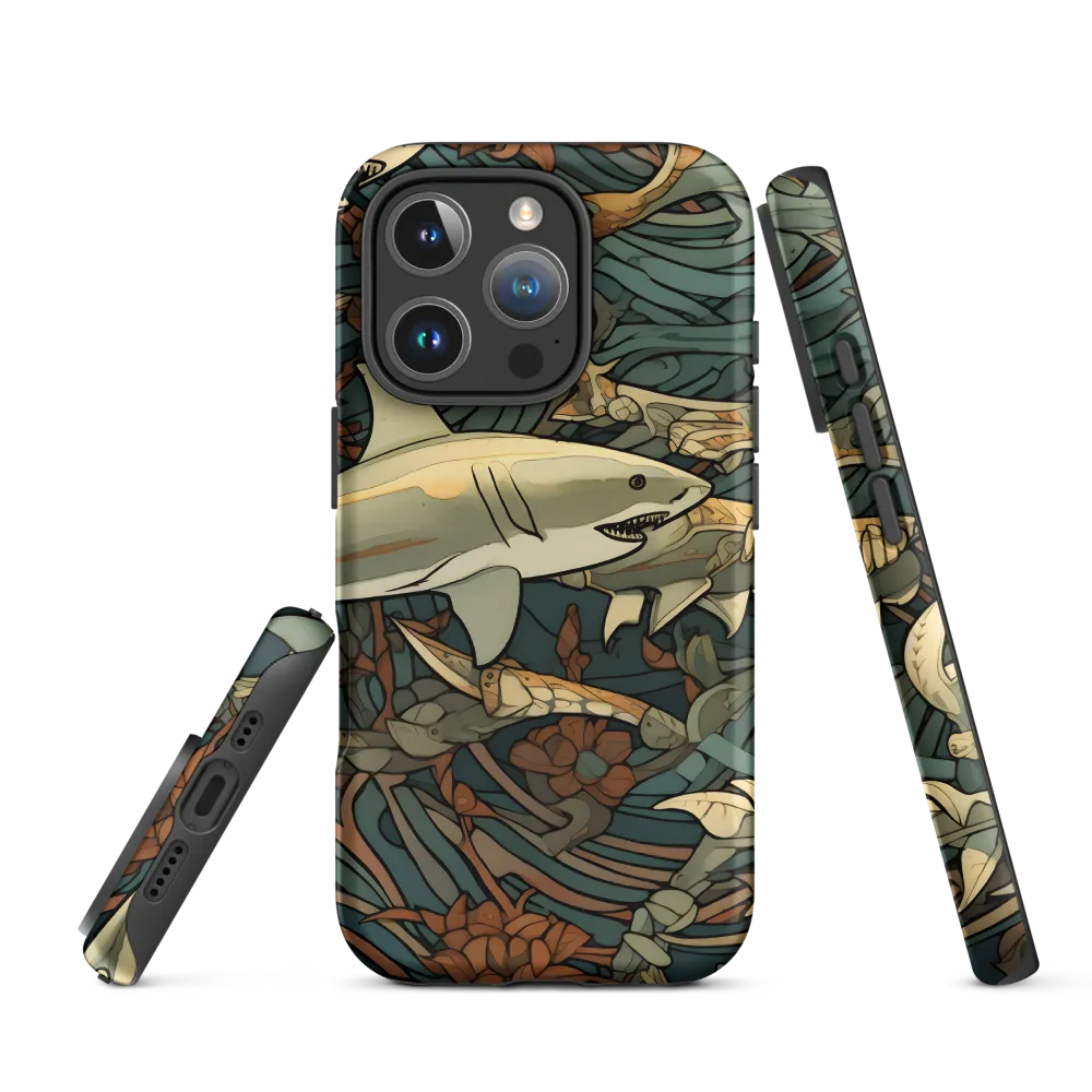 Dynamic Harmony of Sharks and Flora | Phone Case |  16 Pro | Tough Case | Matte