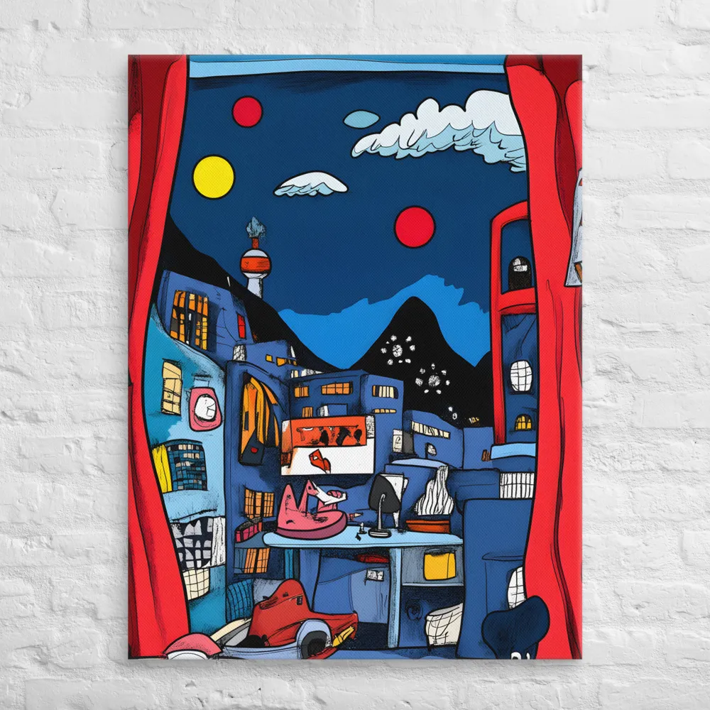 Whimsical Cityscape at Night | Canvas | 30″×40″