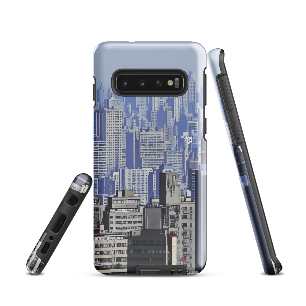 Urban Symphony: A Cityscape in Blues and Grays