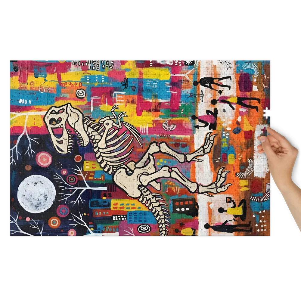 Naive Dino City Night 
 Jigsaw Puzzle in Tin Box