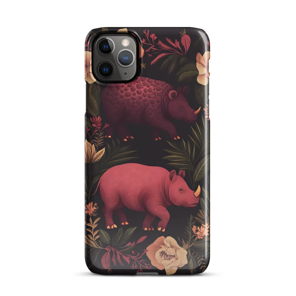 Rhinos in Floral Embrace | Phone Case |  11 Pro Max | Snap Case | Glossy