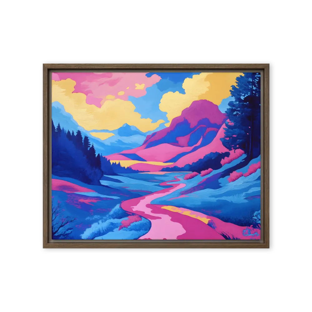 Dreamscape: The Serene River | Canvas with Brown Frame | 16″×20″
