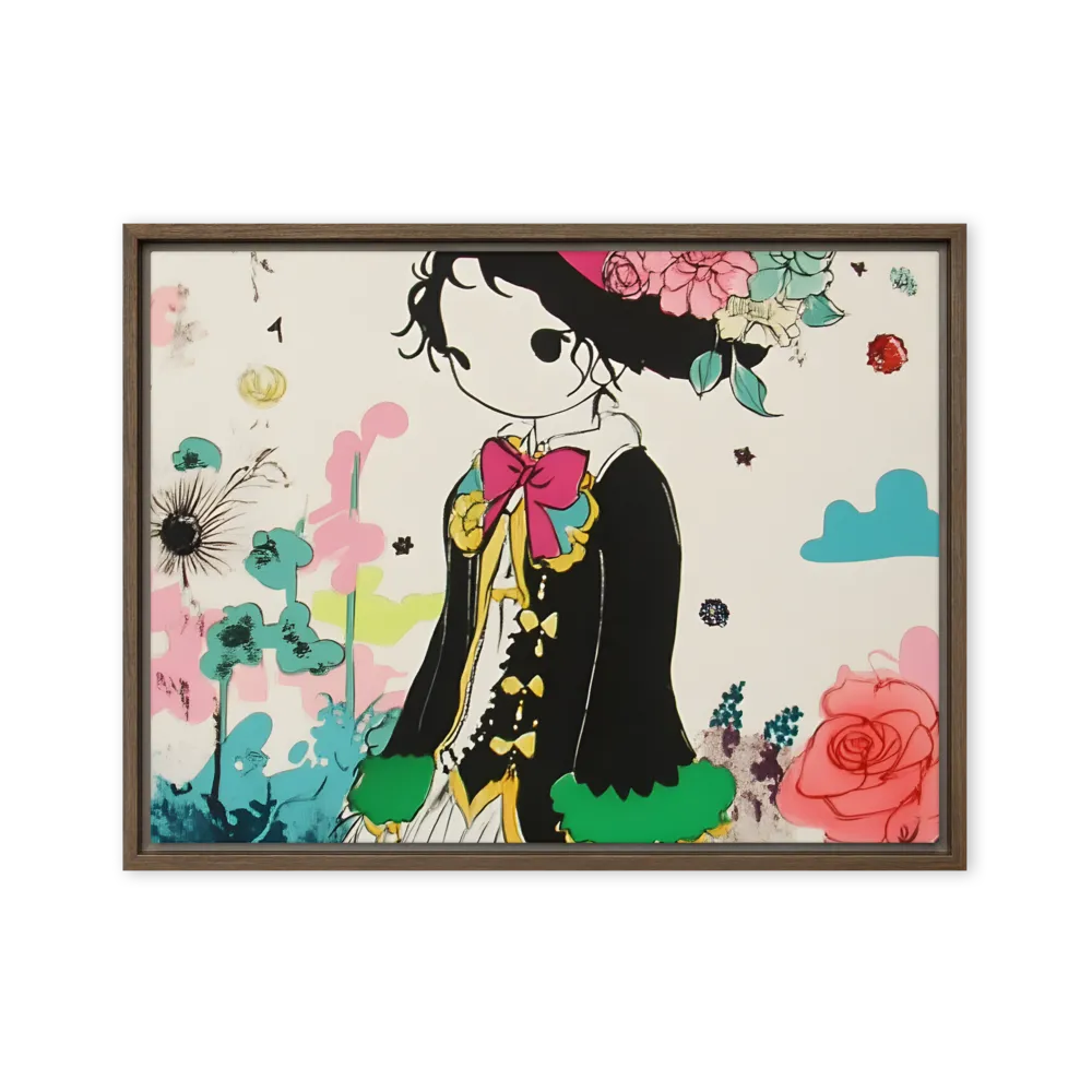 Whimsical Garden Reverie | Canvas with Brown Frame | 18″×24″