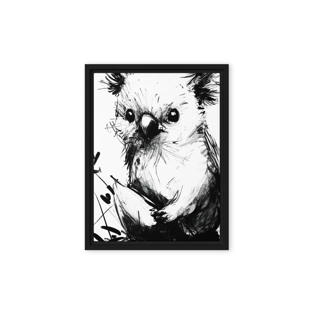 Whimsical Koala in Ink | Canvas with Black Frame | 9″×12″