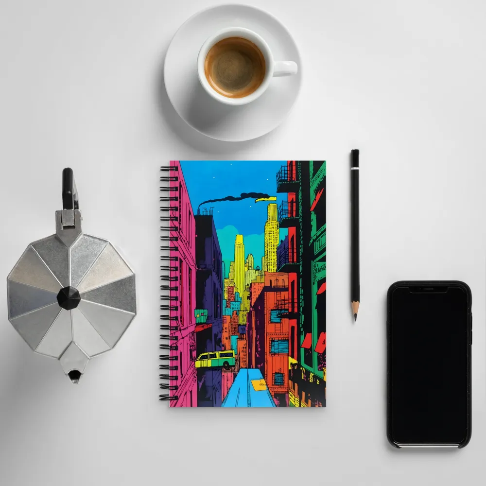 Urban Vibrance: A Pop Art Cityscape | Spiral Notebook