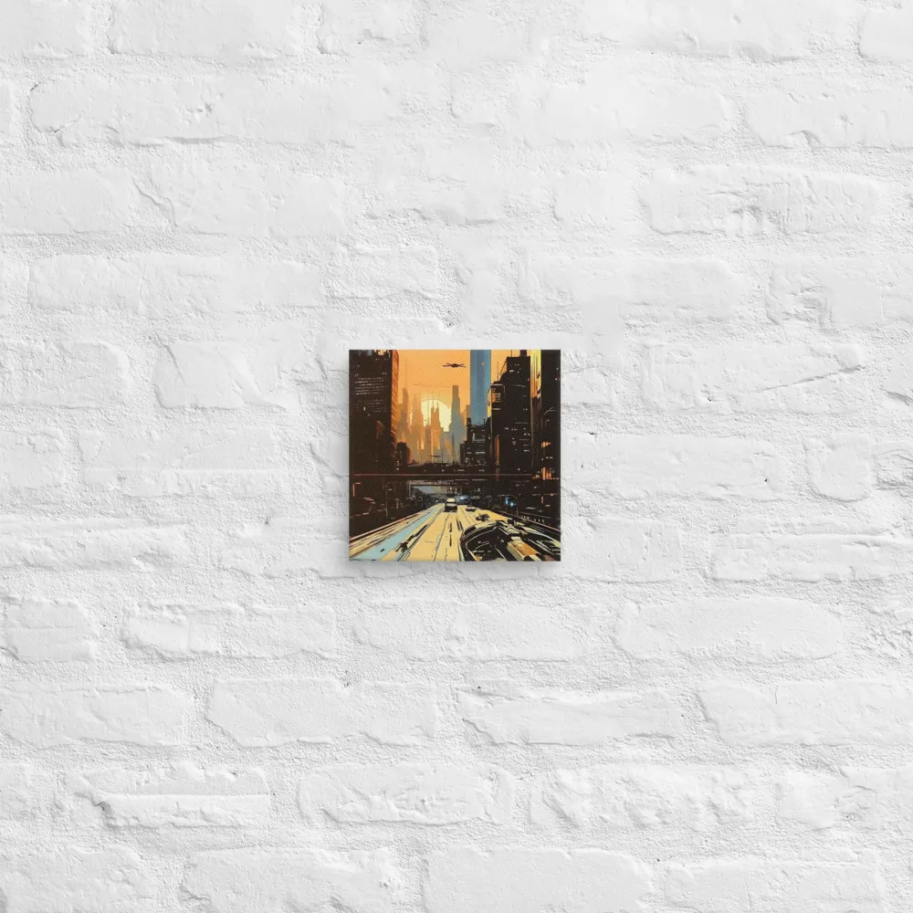 Metro Nexus: A Futuristic Cityscape | Canvas | 8″×8″