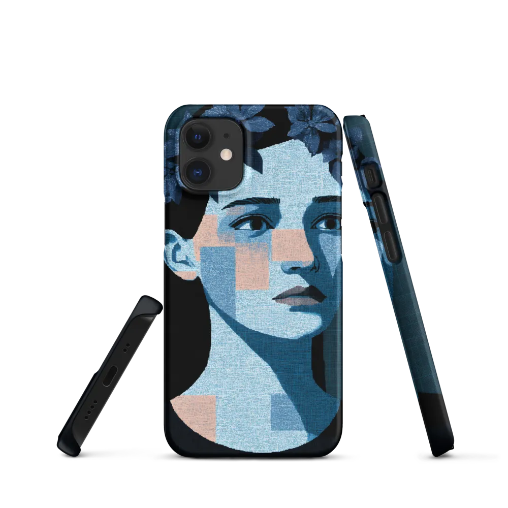 Grid-Wreathed Cyan Portrait