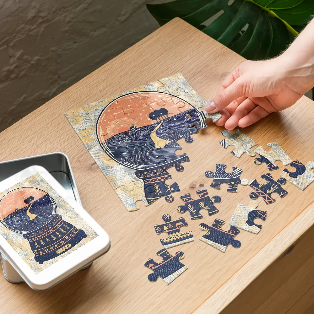 Winter Dream Snow Globe 
 Jigsaw Puzzle in Tin Box