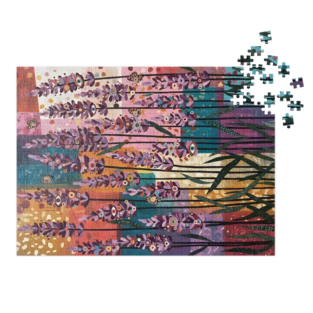 Watcher in the Lavender Field 
 Jigsaw Puzzle in Tin Box