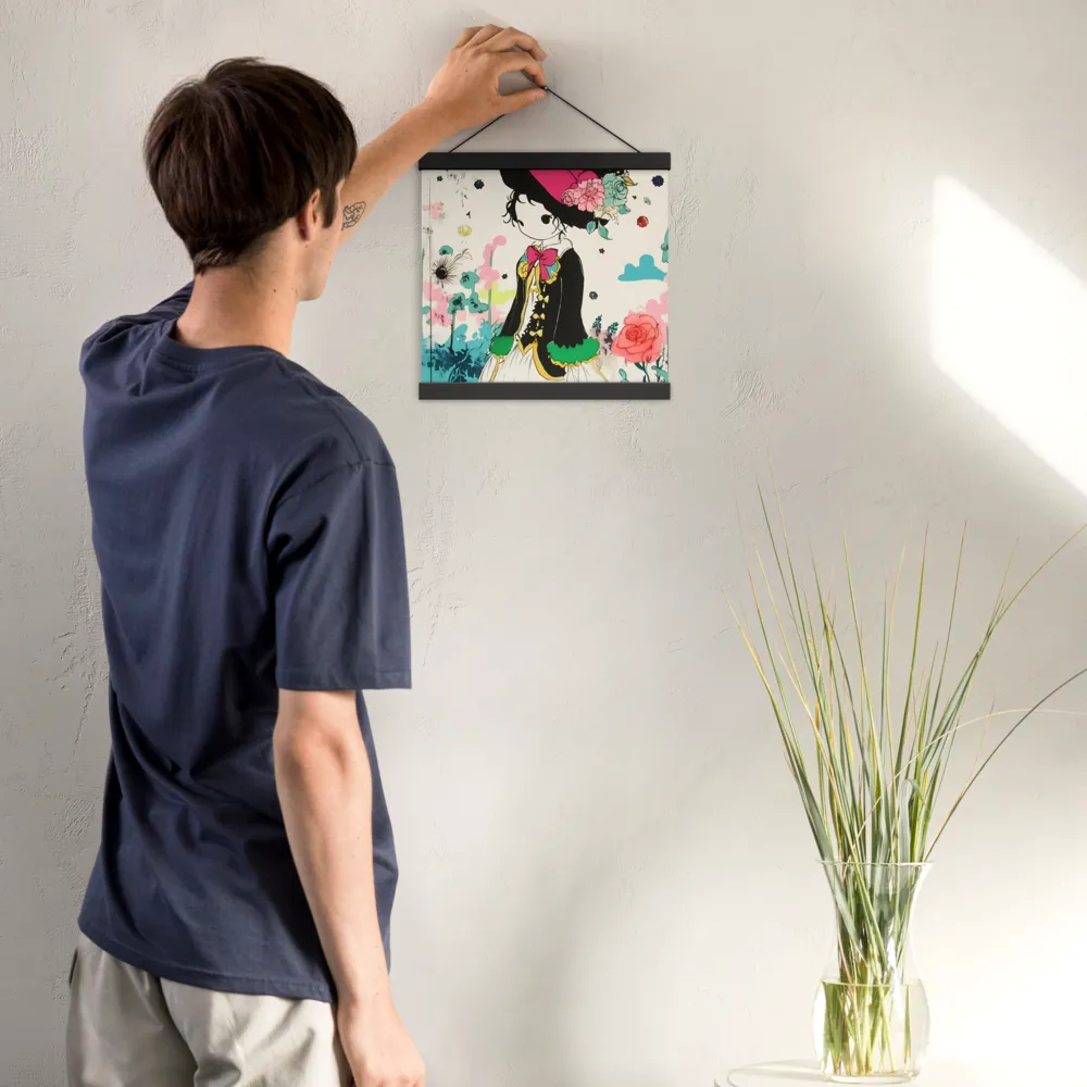 Whimsical Garden Reverie | Poster With Black Wood Hanger | 12″×12″