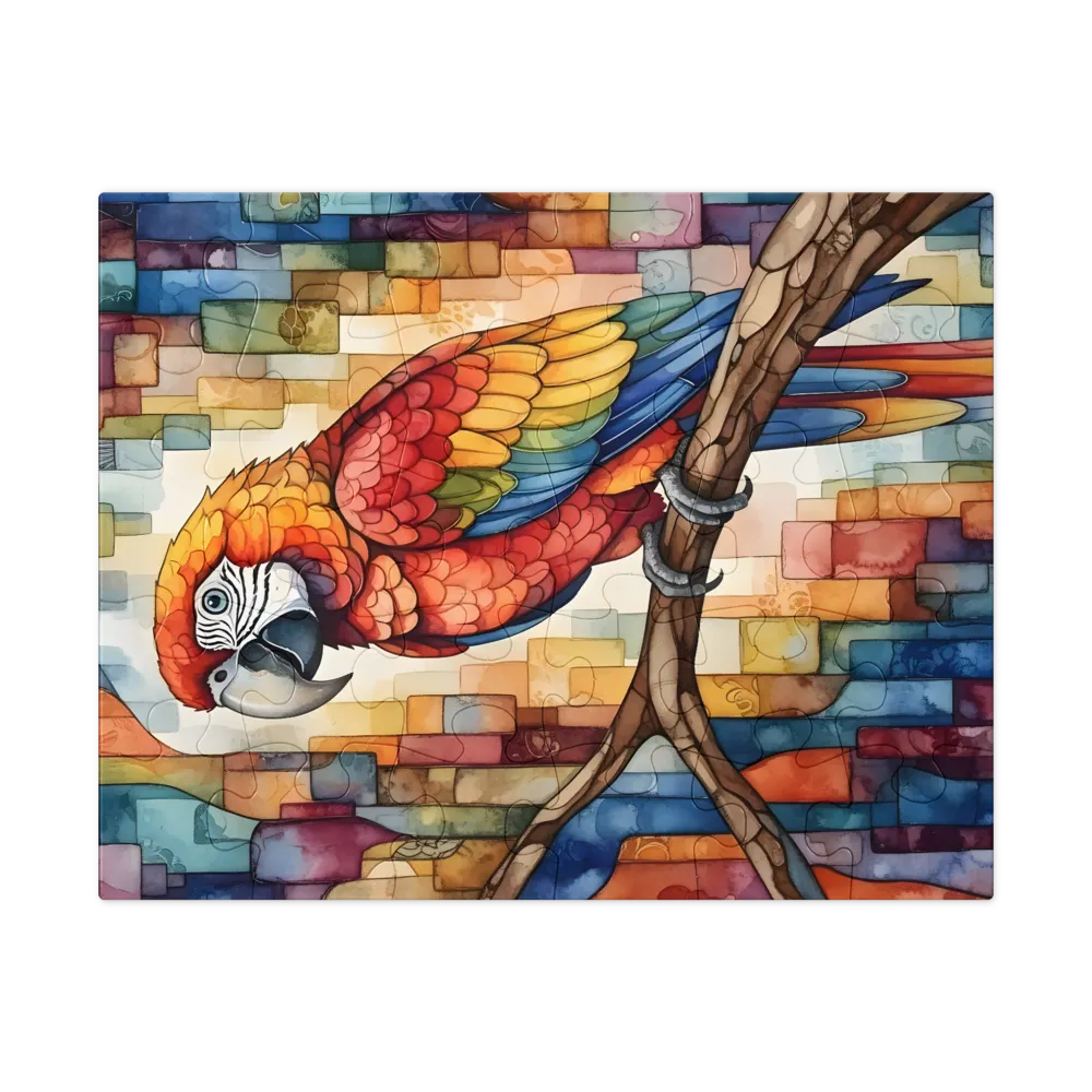 Mosaic Macaw 
 Jigsaw Puzzle in Tin Box