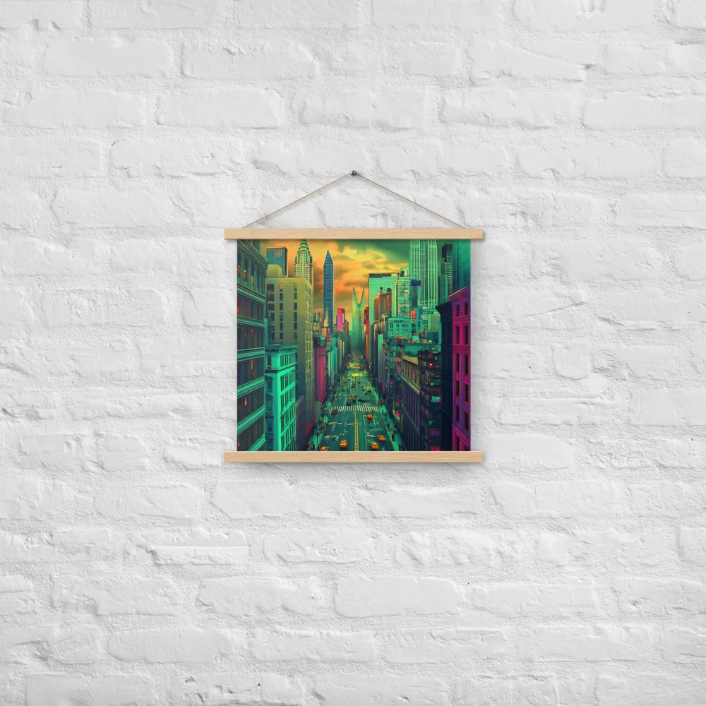 Urban Surrealism: Neon Dreams | Poster With Oak Wood Hanger | 18″×18″