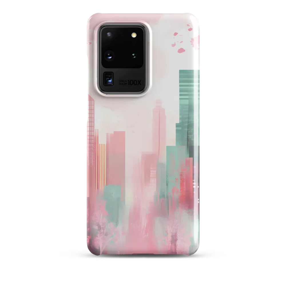 Dreamy Cityscape in Pink and Cyan