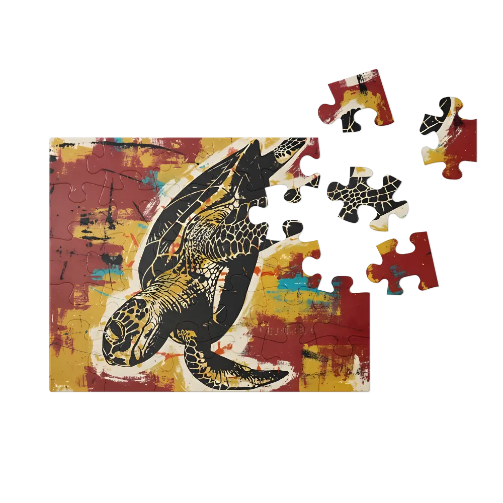 Sea Turtle Screenprint 
 Jigsaw Puzzle in Tin Box