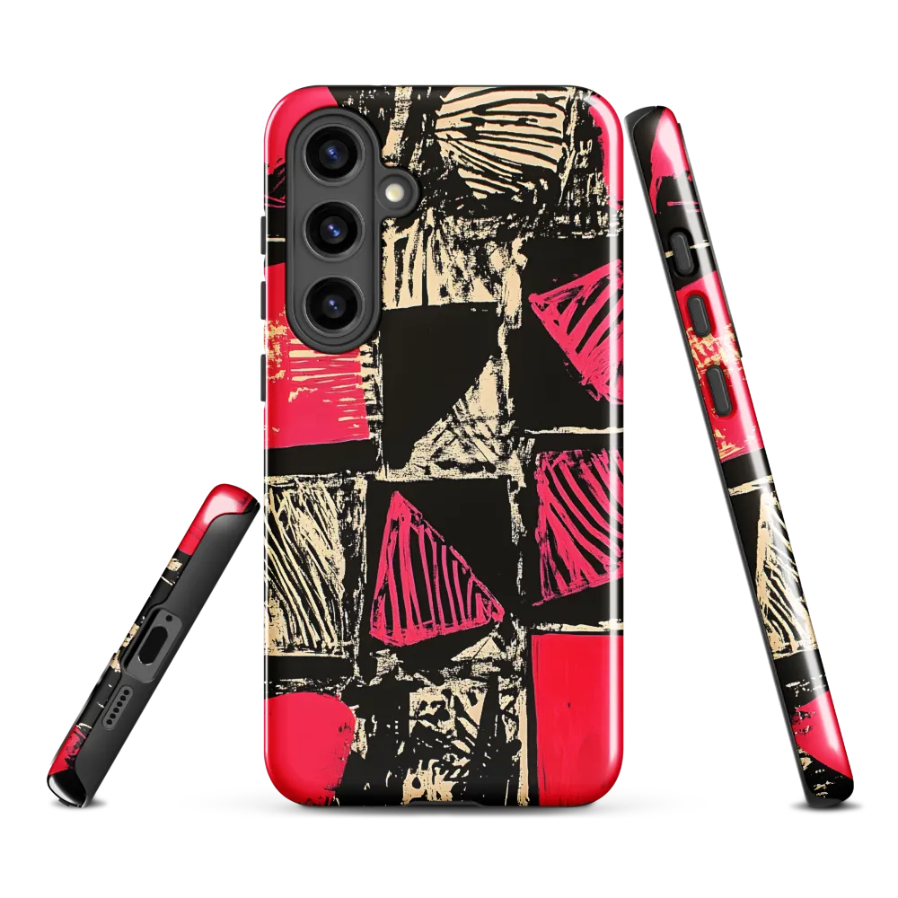 Geometric Symphony in Pink and Black | Phone Case |  S24 Plus | Tough Case | Glossy