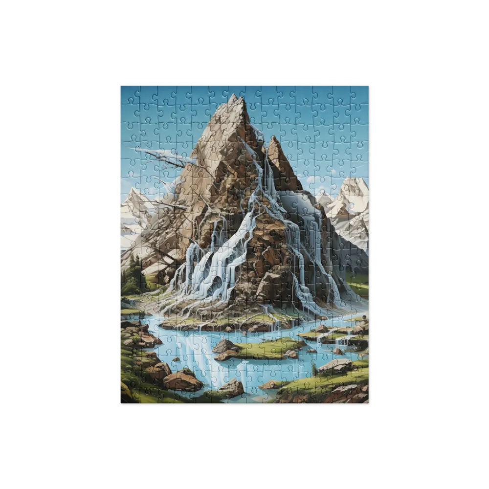 Majestic Cascade: A Mountain Masterpiece | Jigsaw Puzzle | 252/520 pieces