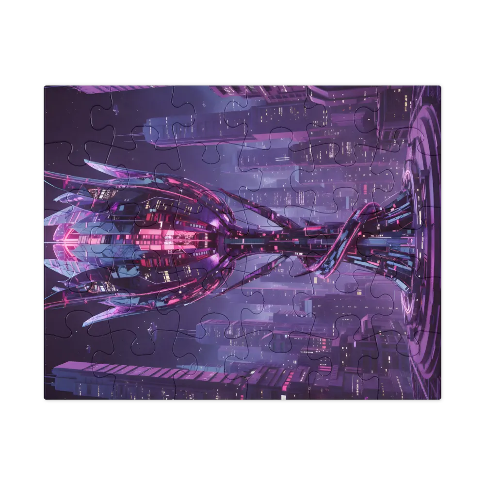 Neon Lotus Tower 
 Jigsaw Puzzle in Tin Box