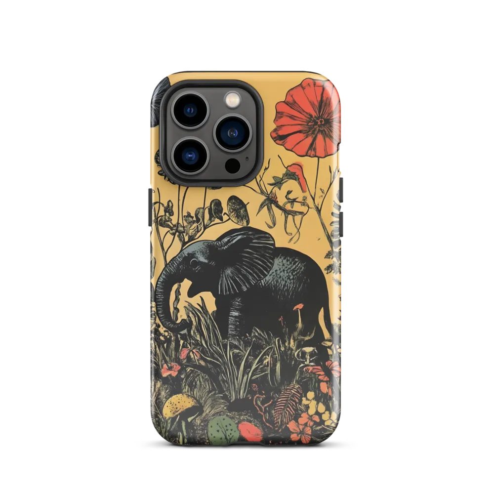 Floral Majesty: The Elephant's Sanctuary | Phone Case |  13 Pro | Tough Case | Glossy