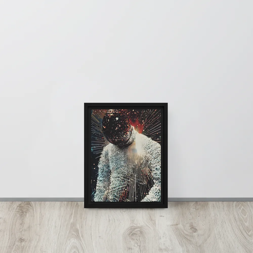 Ethereal Astronaut: A Journey Through the Cosmos | Canvas with White Frame | 9″×12″