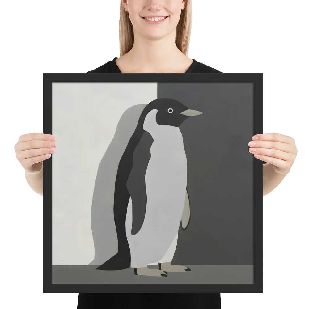 Monochrome Penguin 
 Poster with Black Frame | 18″x 18″