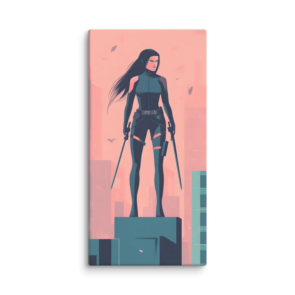 Urban Sentinel: A Warrior's Stand | Canvas | 16″×32″