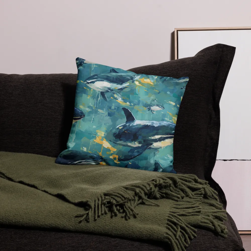 Harmony of the Ocean: Whales in Motion | Pillow Case | 18″×18″