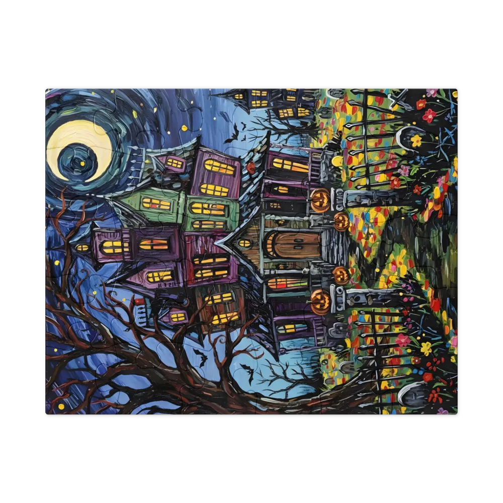 Moonlit Haunted Manor 
 Jigsaw Puzzle in Tin Box
