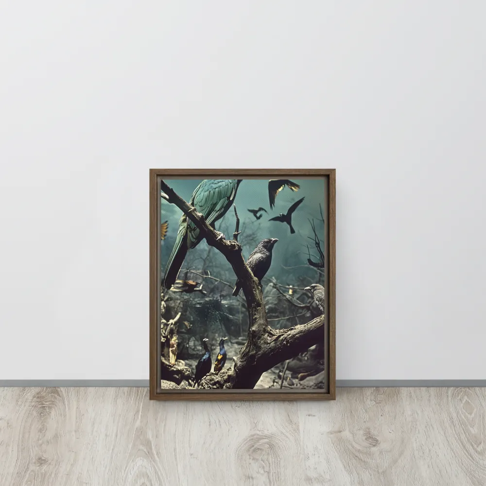 Whispers of the Avian Realm | Canvas with Brown Frame | 11″×14″