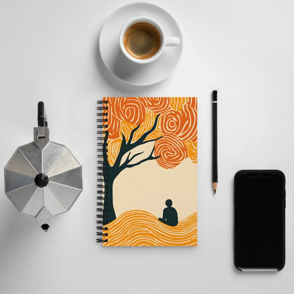 Silent Reflections under Swirling Leaves | Spiral Notebook