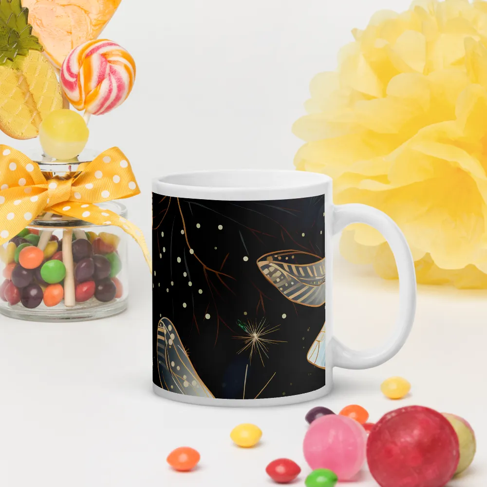 Ethereal Dance: Dragonflies in a Midnight Garden | Mugs | Multiple Sizes & Colors