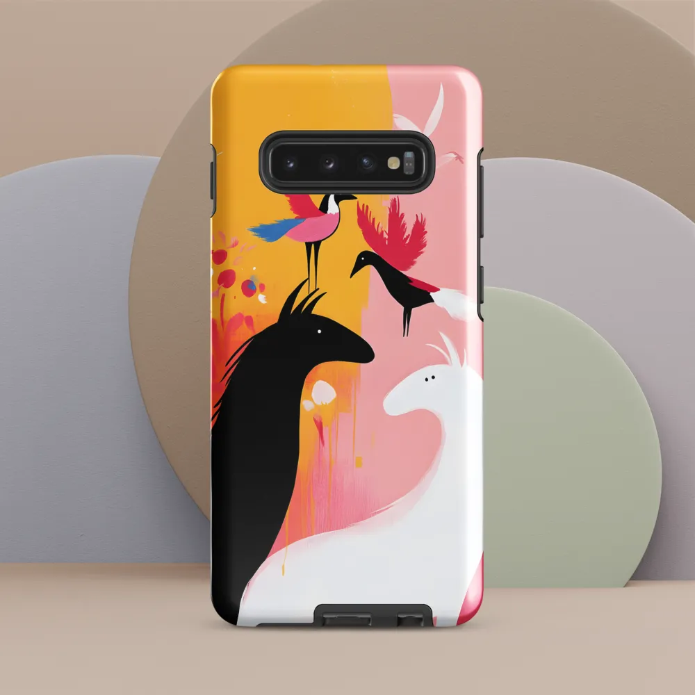 Harmony in Contrast: Horses and Birds | Phone Case |  S10 Plus | Tough Case | Glossy