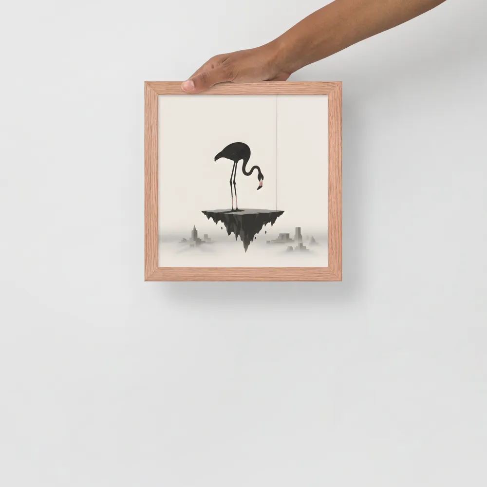 Floating Flamingo 
 Poster with Red oak Frame | 10″x 10″