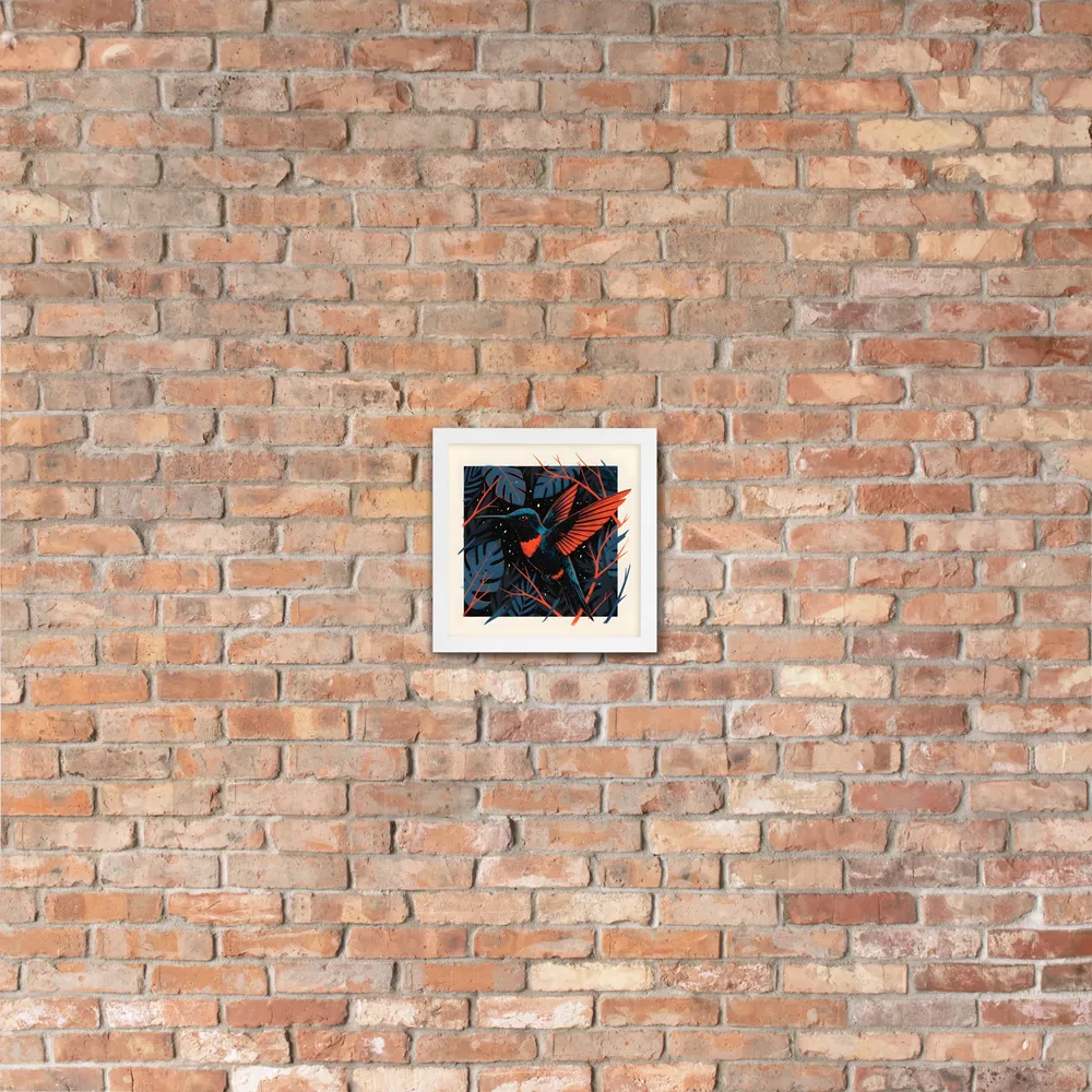Midnight Hummingbird 
 Poster with White Frame | 10″x 10″