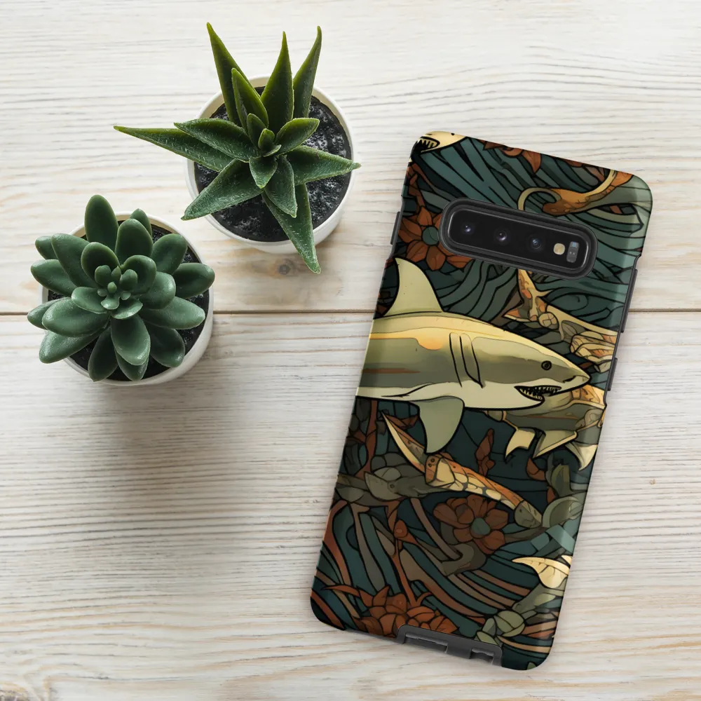 Dynamic Harmony of Sharks and Flora | Phone Case |  S10 Plus | Tough Case | Matte