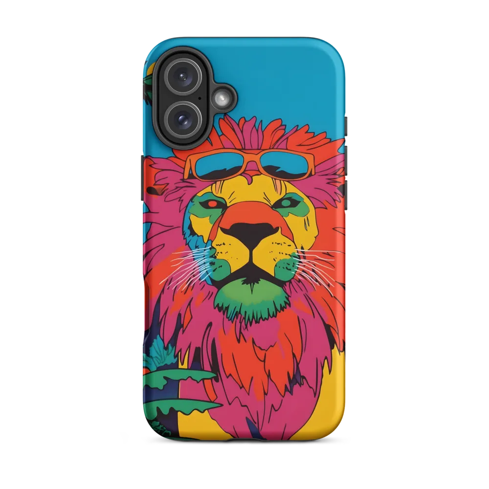 Lion with Sunglasses: A Vibrant Tropical Portrait
