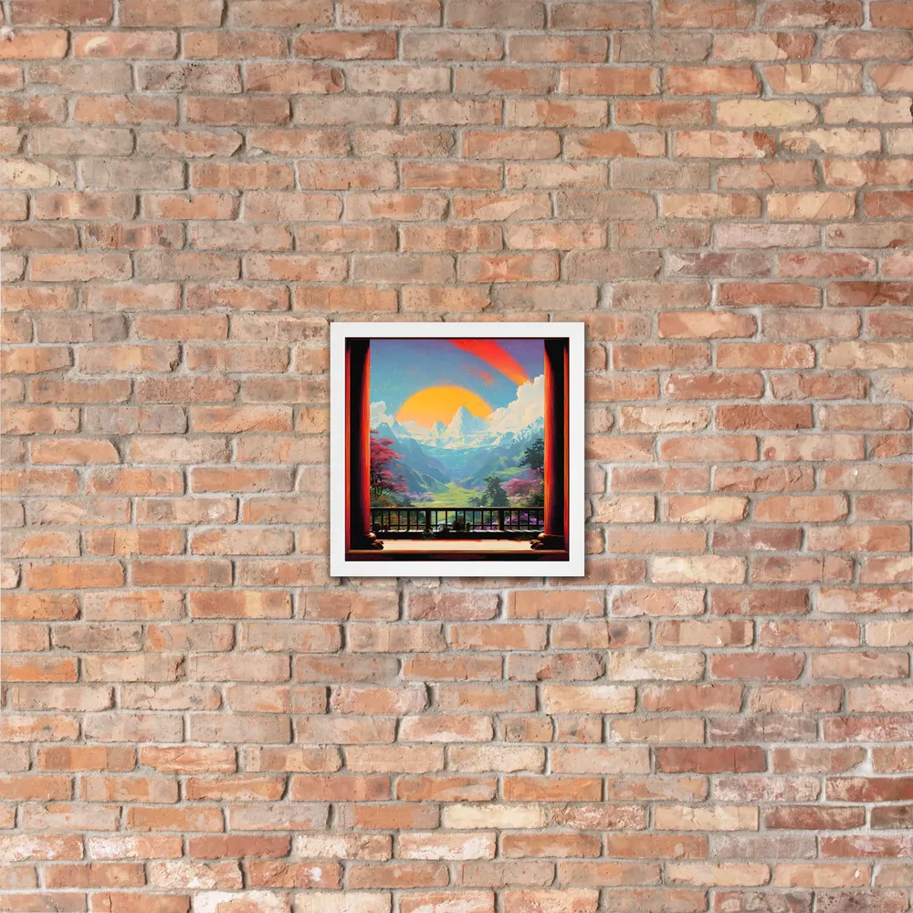 Golden Mountain Vista 
 Poster with White Frame | 14″x 14″