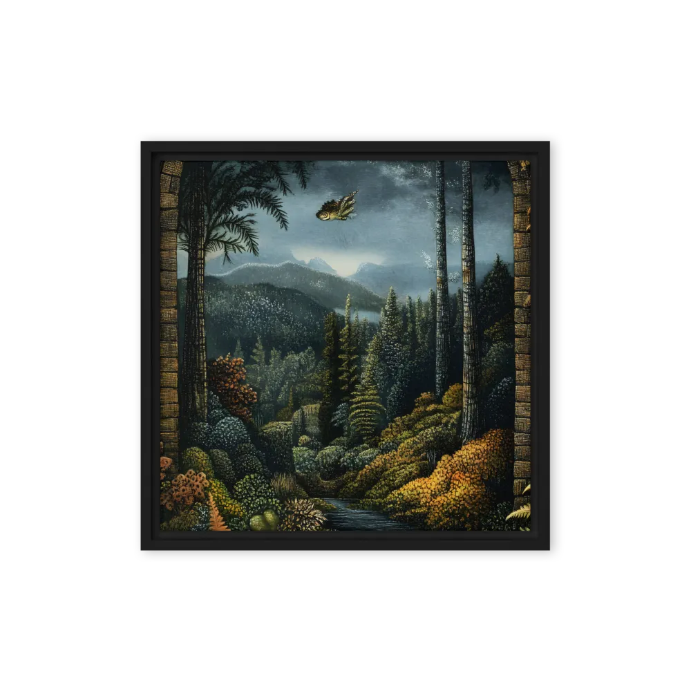 Whispers of the Enchanted Forest | Canvas with Black Frame | 16″×16″