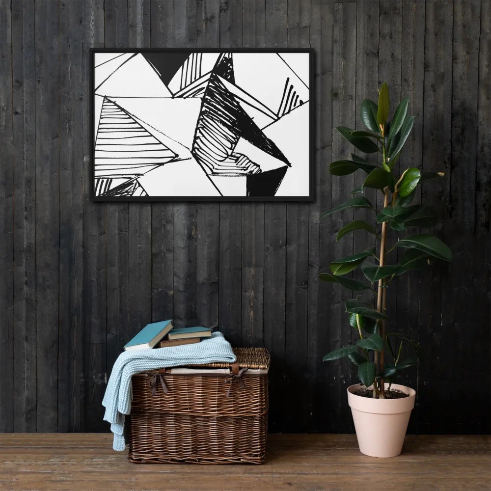 Dynamic Geometry in Ink | Canvas with Black Frame | 24″×36″