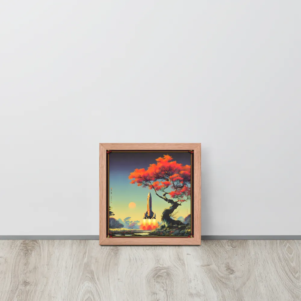 Autumn Launch 
 Poster with Red oak Frame | 10″x 10″