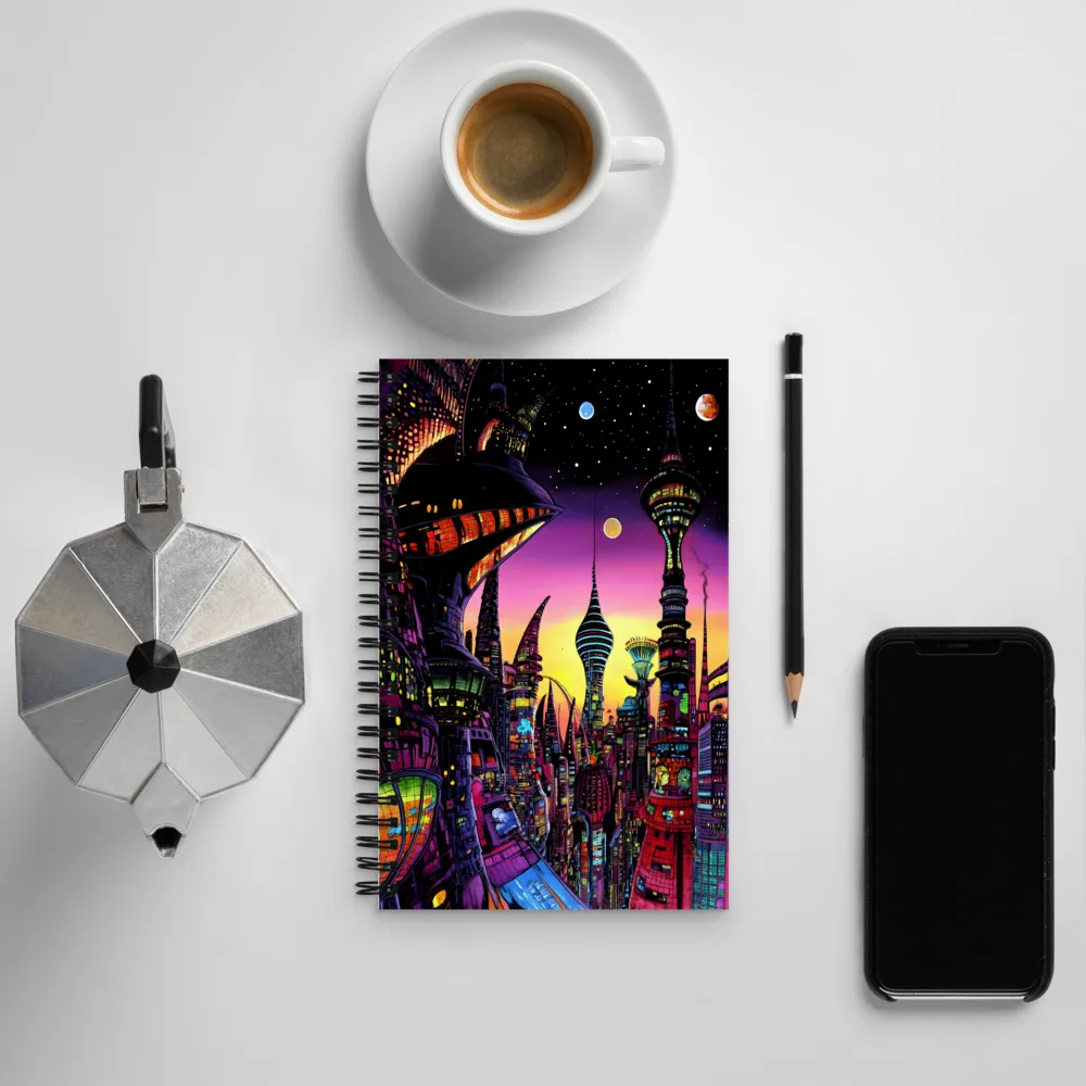 Futuristic Cityscape at Dusk | Spiral Notebook